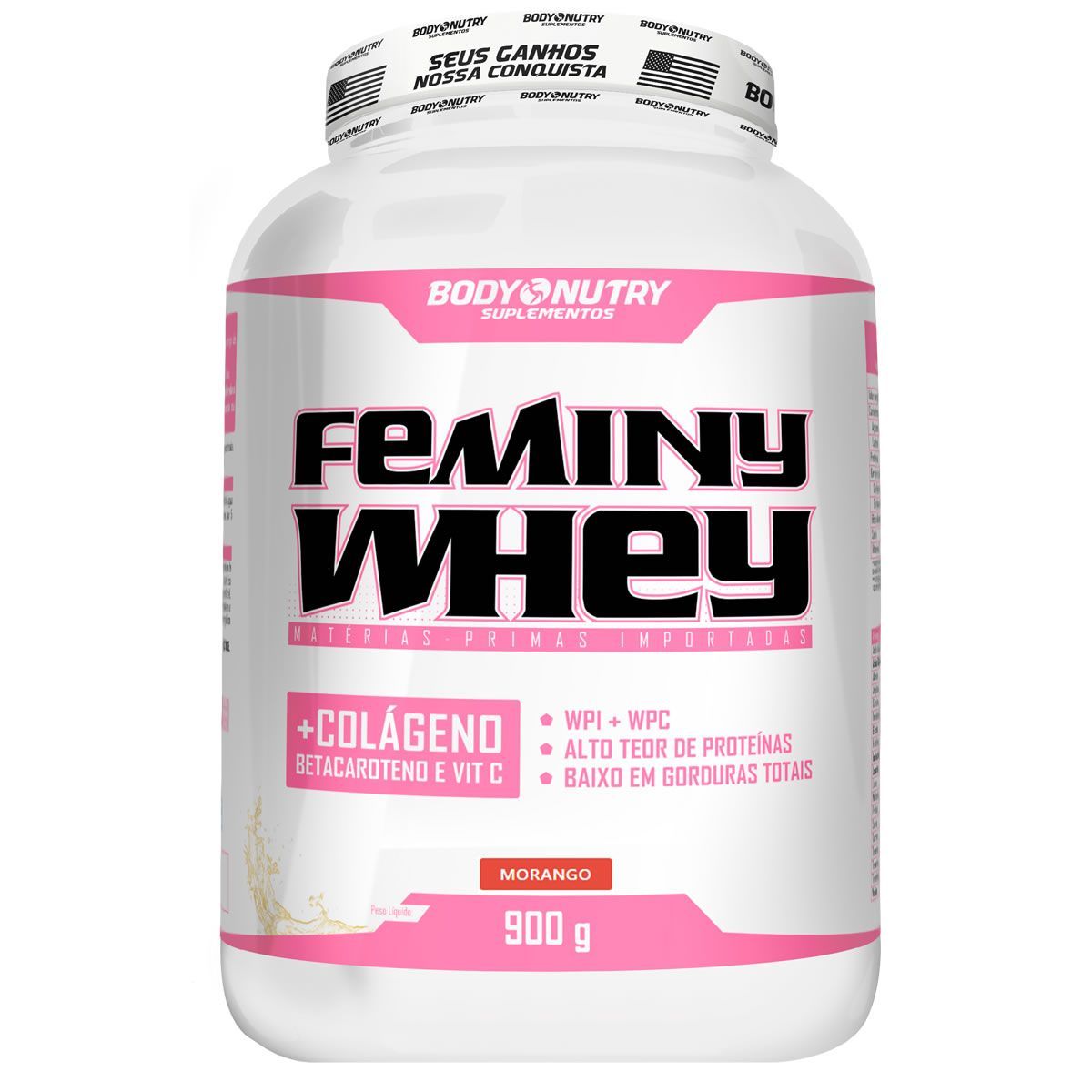 Body Feminy Whey Col�geno - 900g Morango - Body Nutry