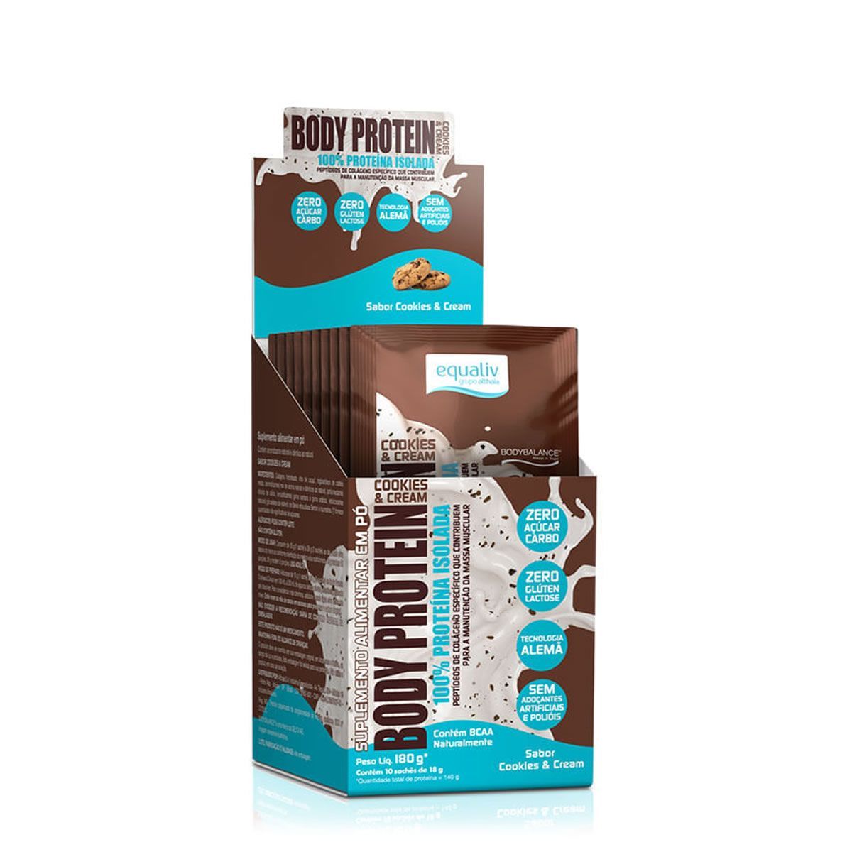 Body Protein - 10 Sach�s 18g Cookies and Cream - Equaliv