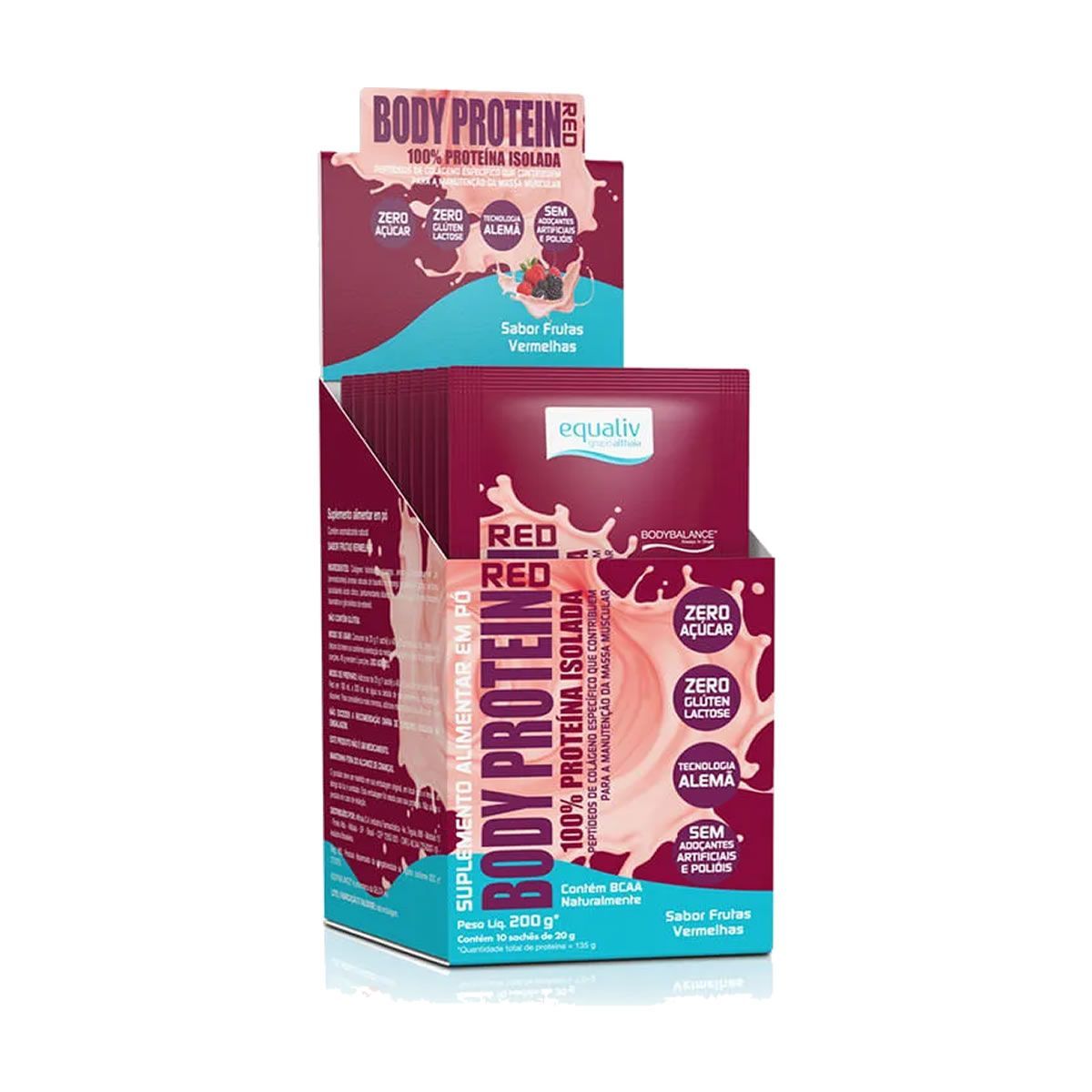 Body Protein - 10 Sach�s 20g Frutas Vermelhas - Equaliv