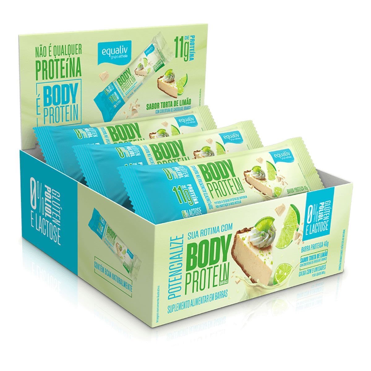 Body Protein Barra - 9 UnIdades 40g Torta de Lim�o - Equaliv