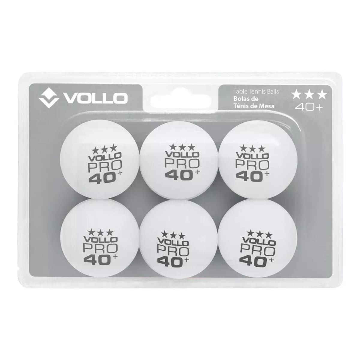 Bola T�nis de Mesa 3 Estrela - 6 Unidades Branca - Vollo Sports
