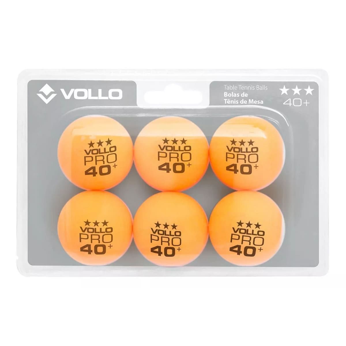 Bola T�nis de Mesa 3 Estrela - 6 Unidades Laranja - Vollo Sports