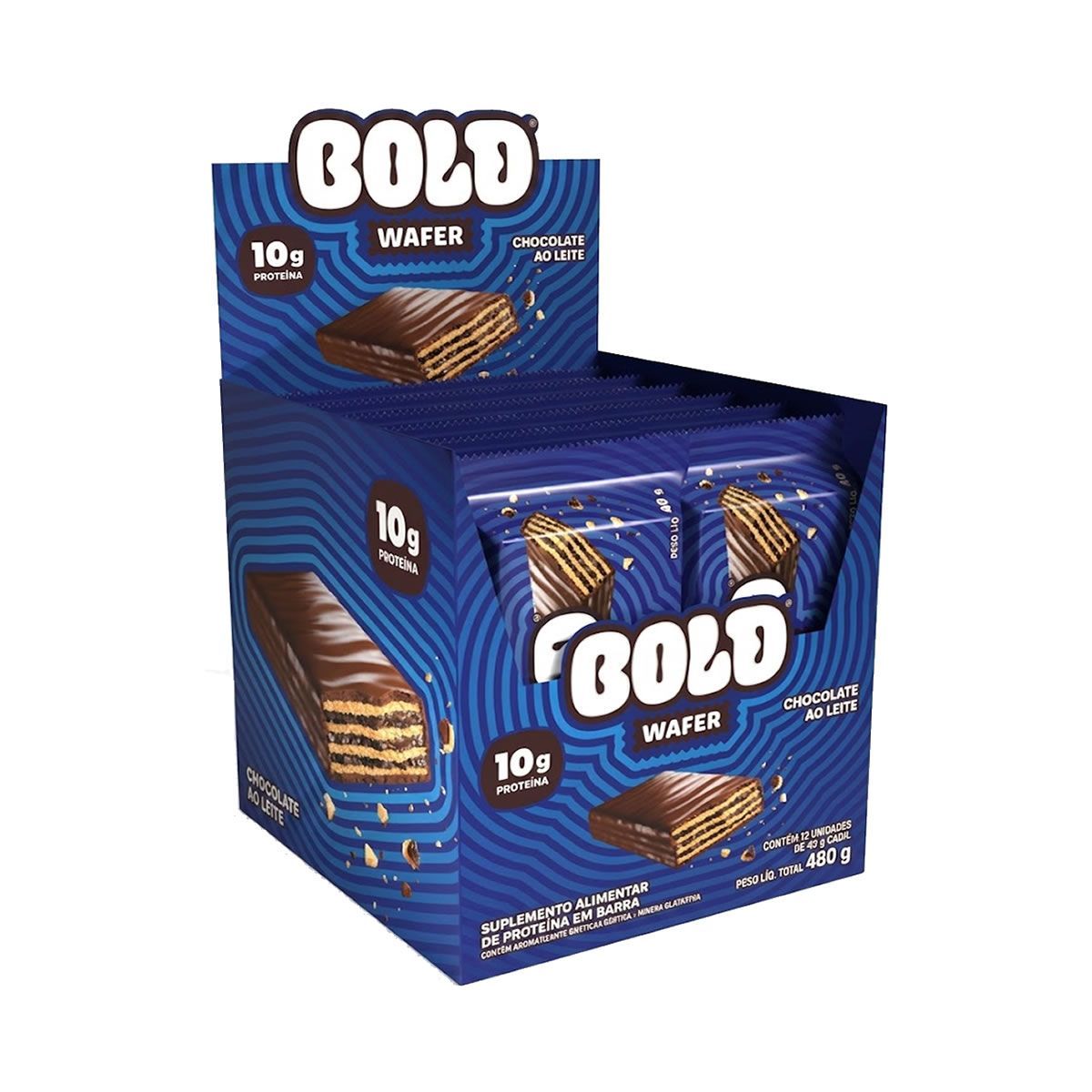 Bold Wafer - 12 Unidades 40g Chocolate ao Leite - Bold