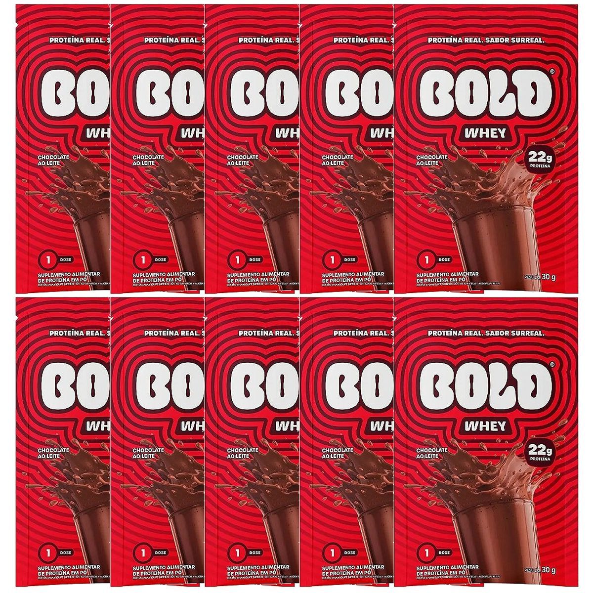 Bold Whey - 10 Sach�s 30g Chocolate ao Leite - Bold