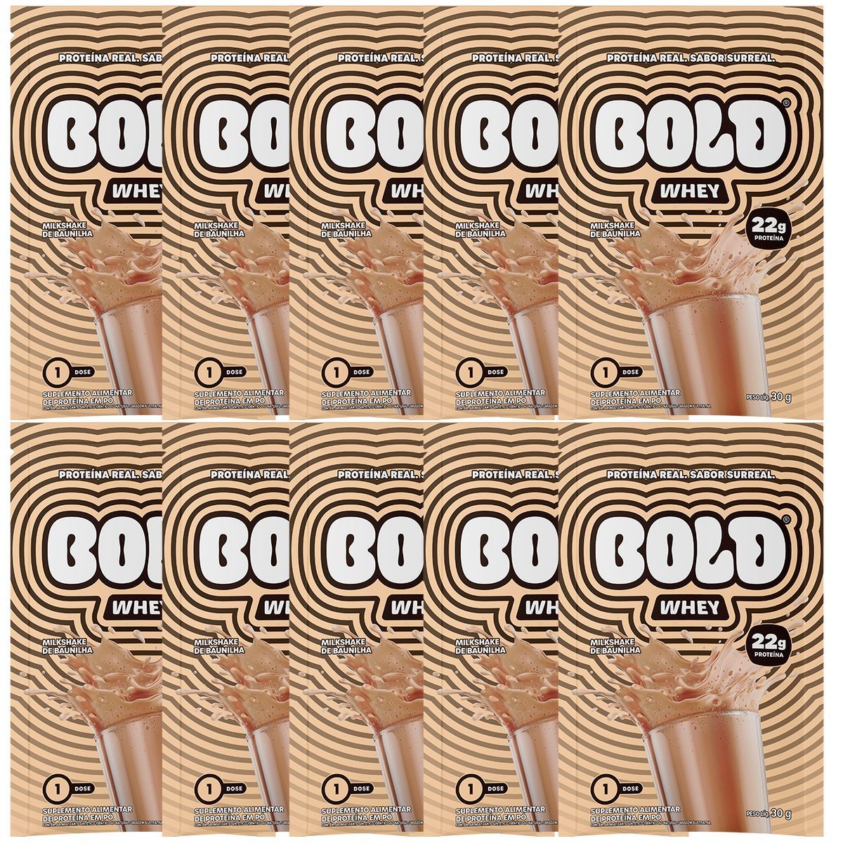 Bold Whey - 10 Sach�s 30g Milkshake de Baunilha - Bold