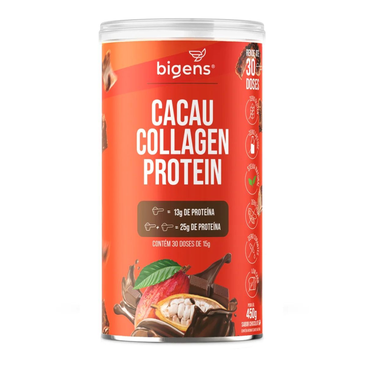 Cacau Collagen Protein - 450g Chocolate - Bigens