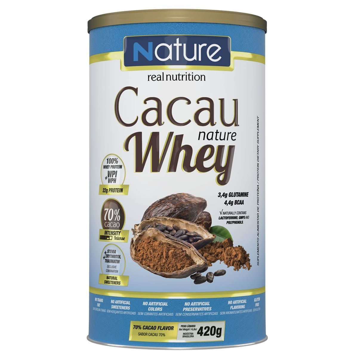 Cacau Nature Whey - 420g 70% Cacau - Nutrata