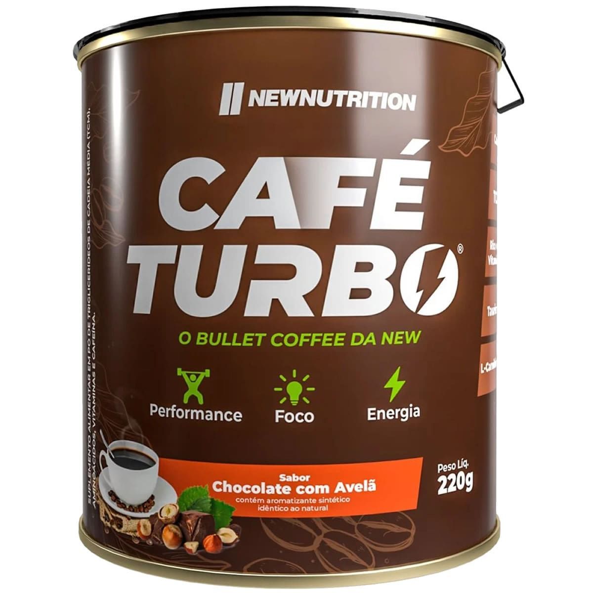 Caf� Turbo - 220g Chocolate Com Avel� - NewNutrition*** Data Venc. 30/6/23