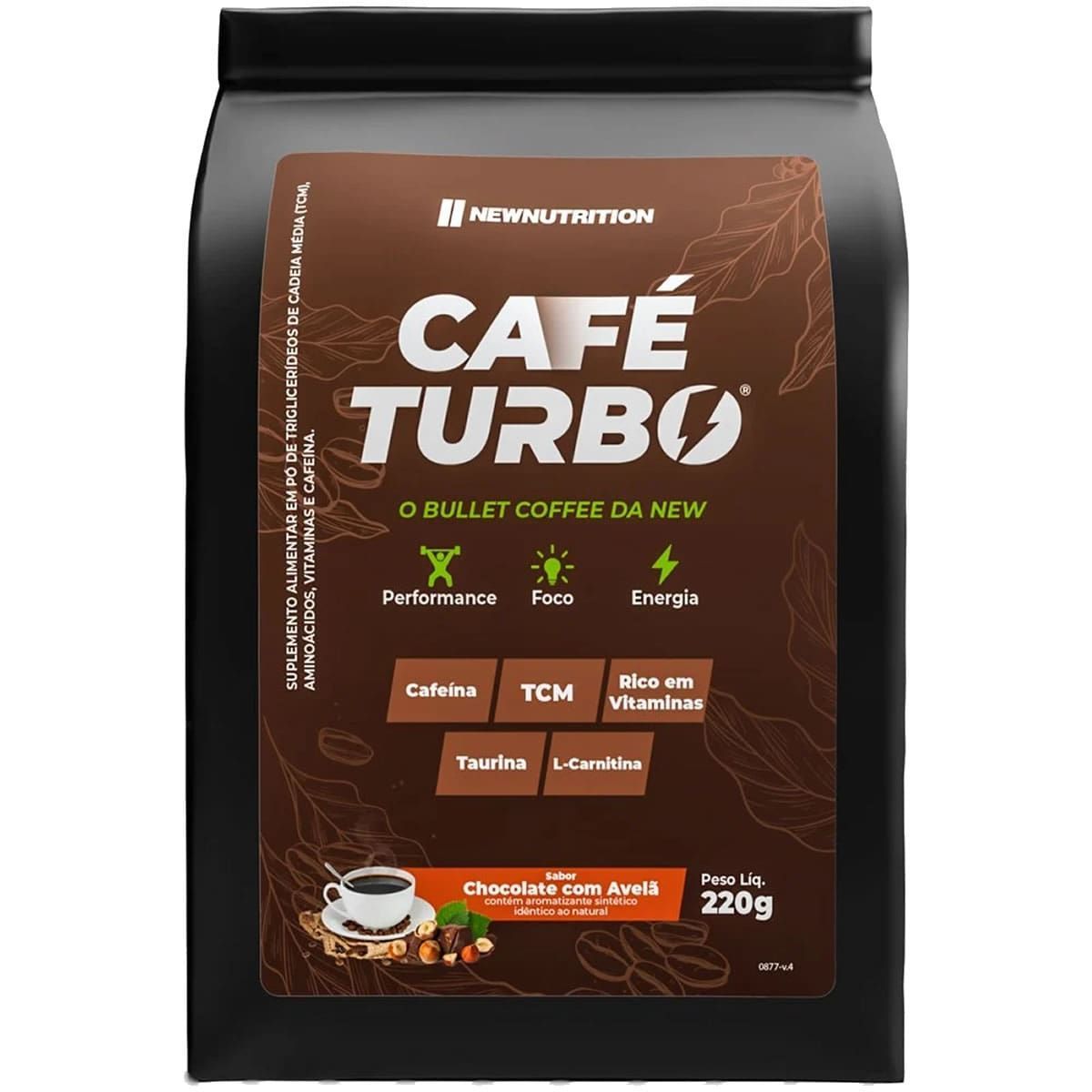 Caf� Turbo - 220g Refil Chocolate Com Avel� - NewNutrition*** Data Venc. 30/12/2024