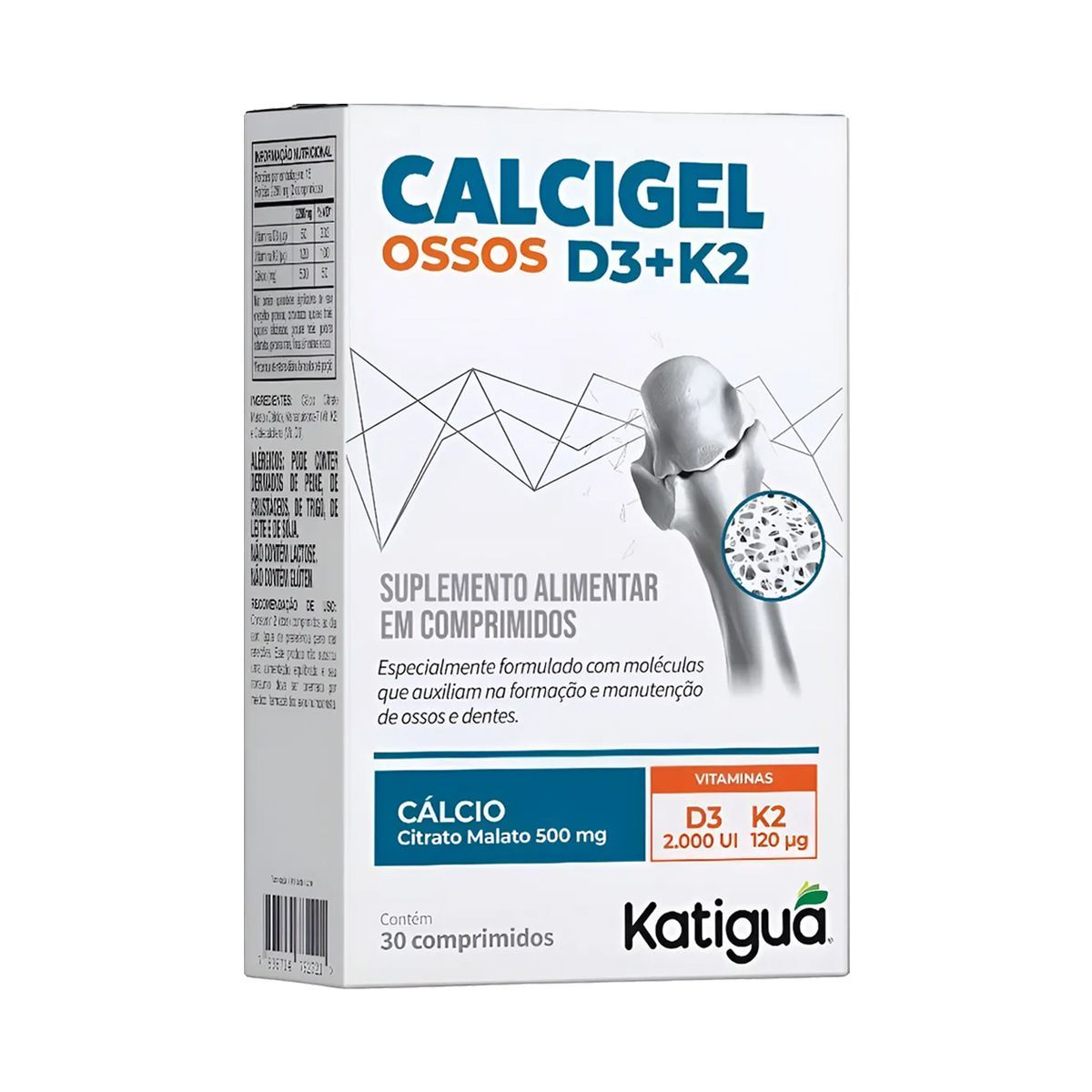 Calcigel Ossos D3+K2 - 30 Comprimidos - Katigu�