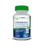 C�lcio de Alga Marinha com Vit. D3 e K2 - 60 C�psulas - Litholife