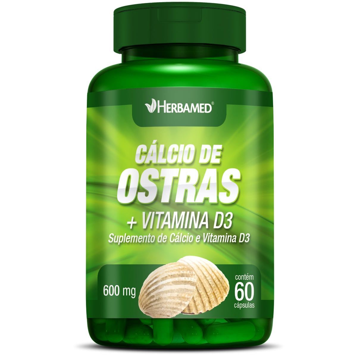 Calcio de Ostras+Vitamina D3 600mg 60 C�psulas - Herbamed