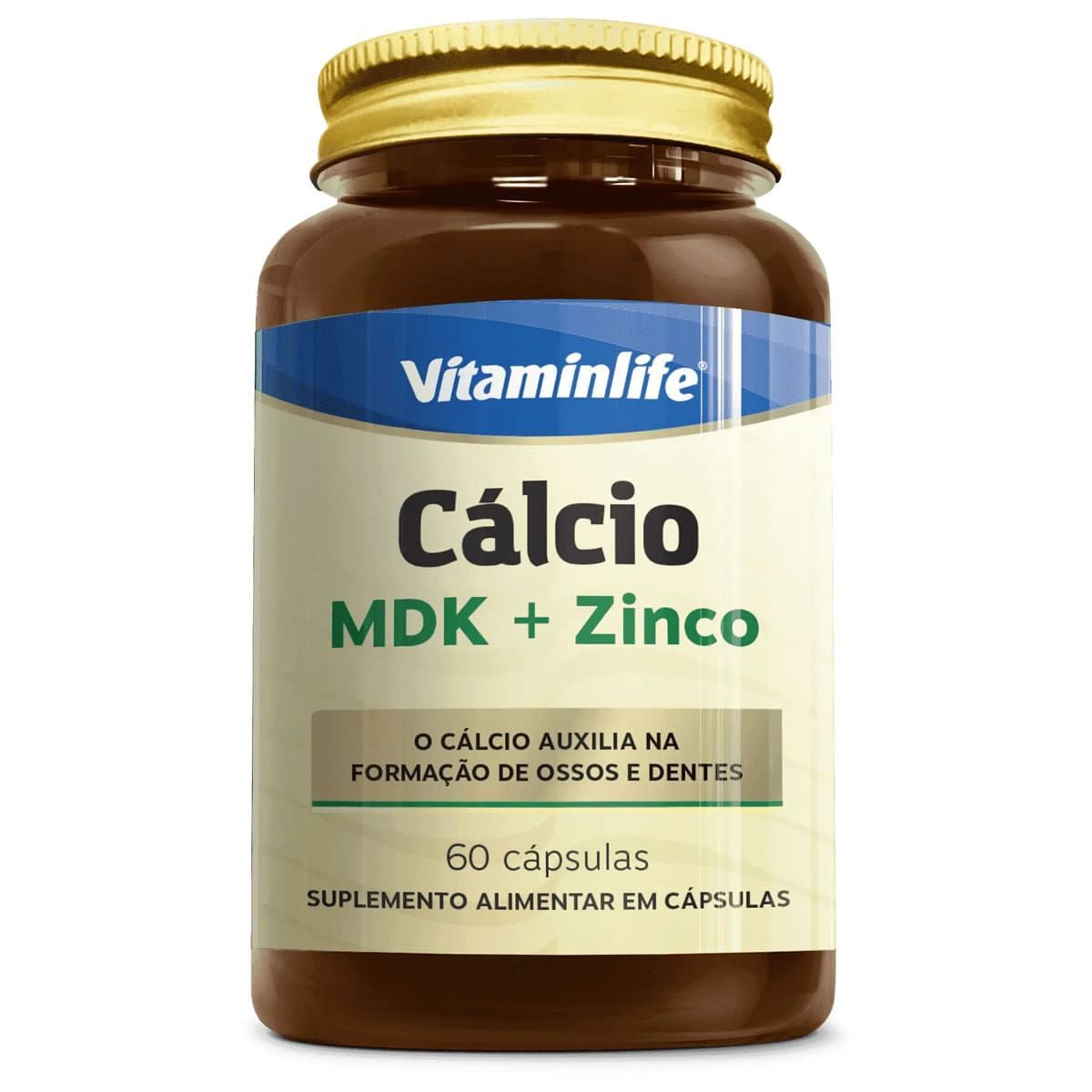 C�lcio MDK + Zinco - 60 C�psulas - VitaminLife