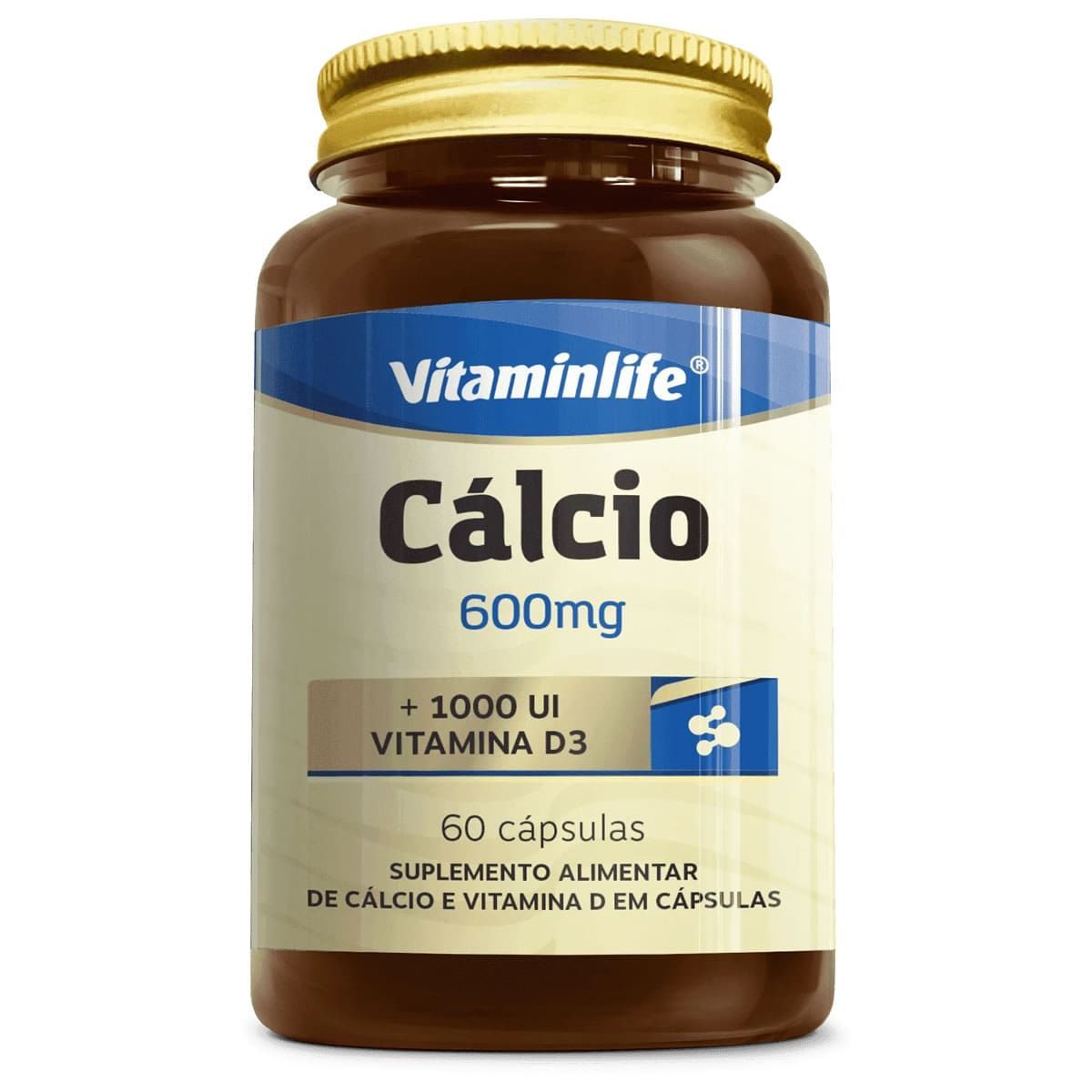 C�lcio + Vitamina D3 - 60 C�psulas - VitaminLife