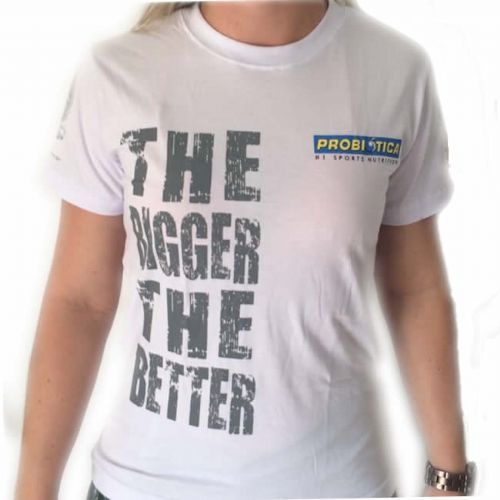 Camiseta Baby Look Algod�o The Bigger The Better - Branca Tamanho G - Probi�tica