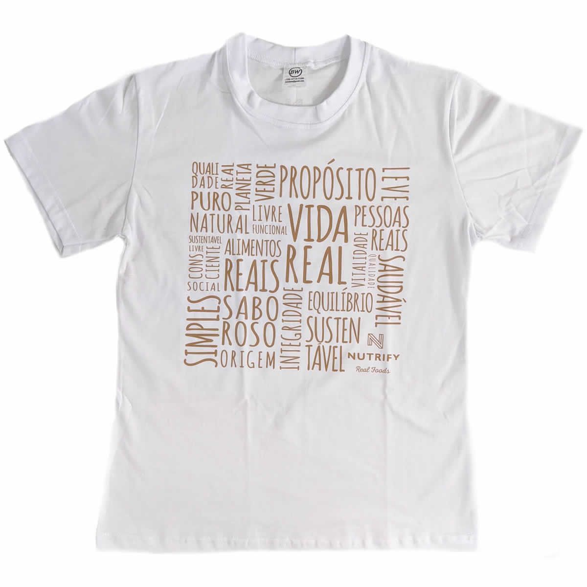 Camiseta de  Algod�o Feminina - Tamanho G Branca - Nutrify