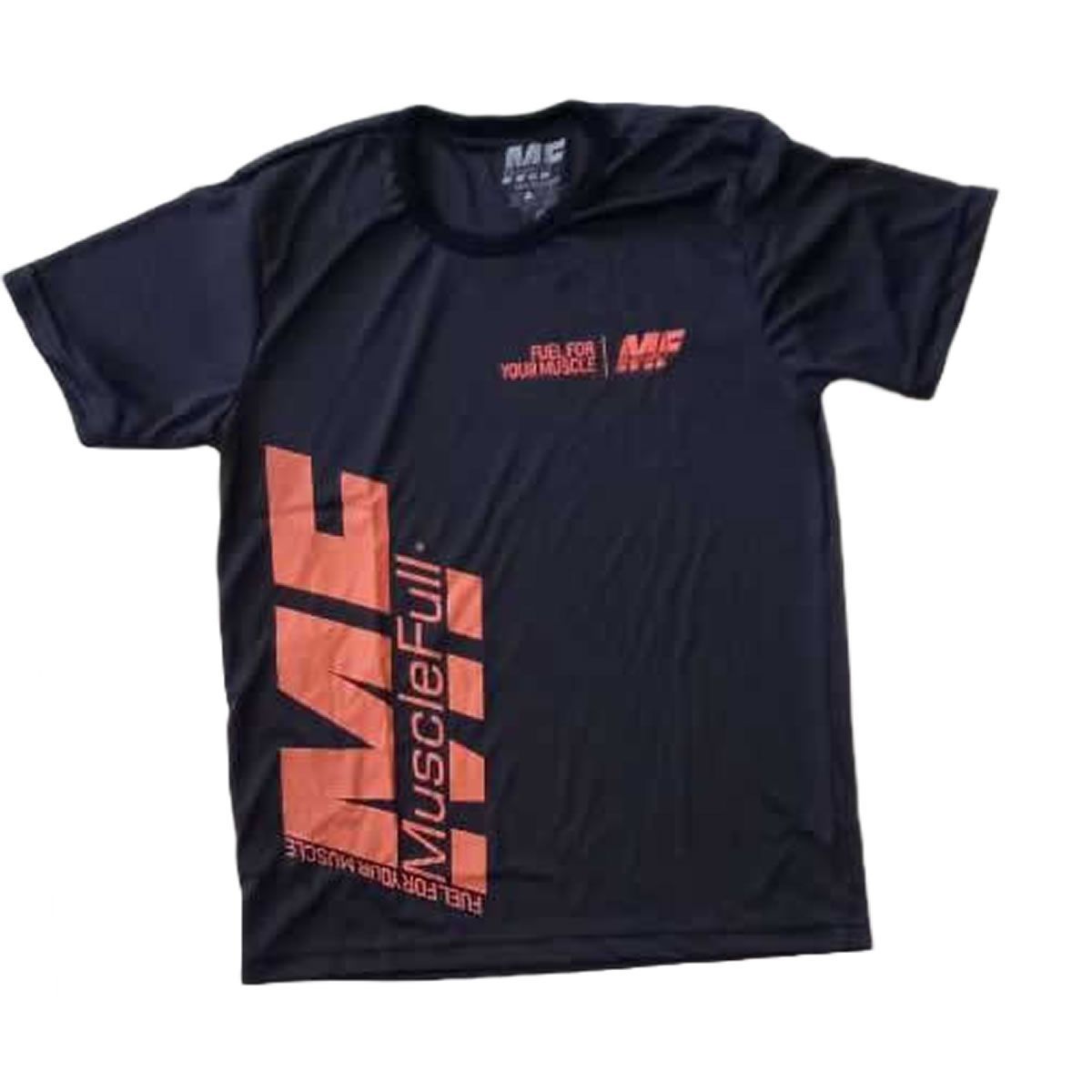 Camiseta Dry Fit - Tamanho GG Preta Estampa Laranja - MuscleFull
