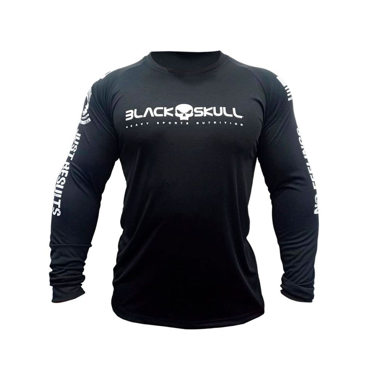 Camiseta Dryfit Manga Longa - Tamanho XG Preto - Black Skull
