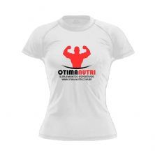 Camiseta Raglan Super Dry 100% Poliester  - Baby Look  Branca Tamanho G  - OtimaNutri