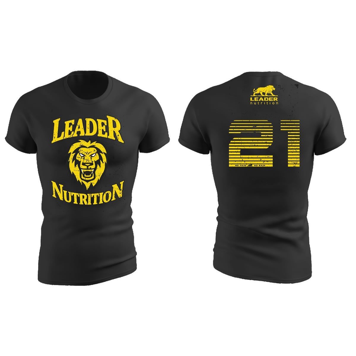 Camiseta Unisex - Tamanho G Preto e Amarelo - Leader Nutrition