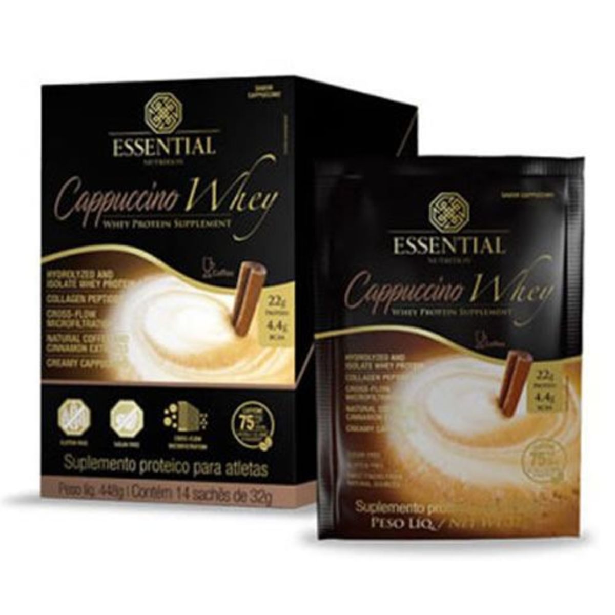 Cappuccino Whey - 14 Sach� 32g Cappuccino - Essential Nutrition