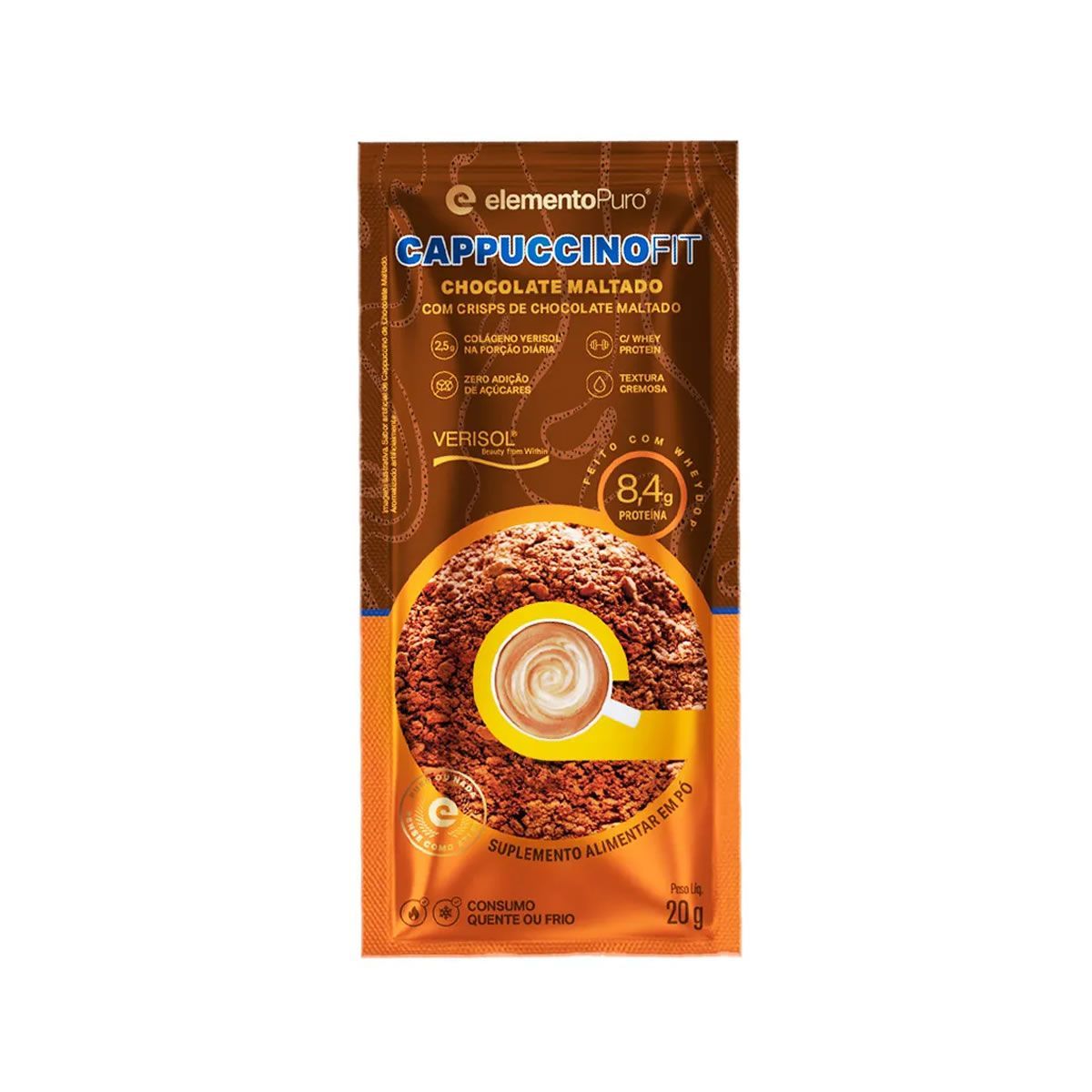 CappuccinoFit - 1 Sach� 20g Chocolate Maltado - ElementoPuro