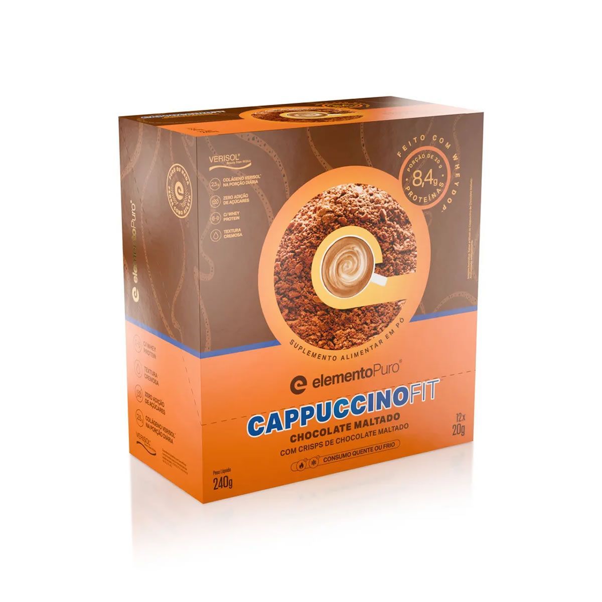 CappuccinoFit - 12 Sach�s 20g Chocolate Maltado - ElementoPuro