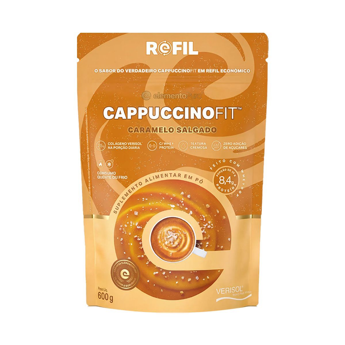 CappuccinoFit - 600g Refil Caramelo Salgado - ElementoPuro