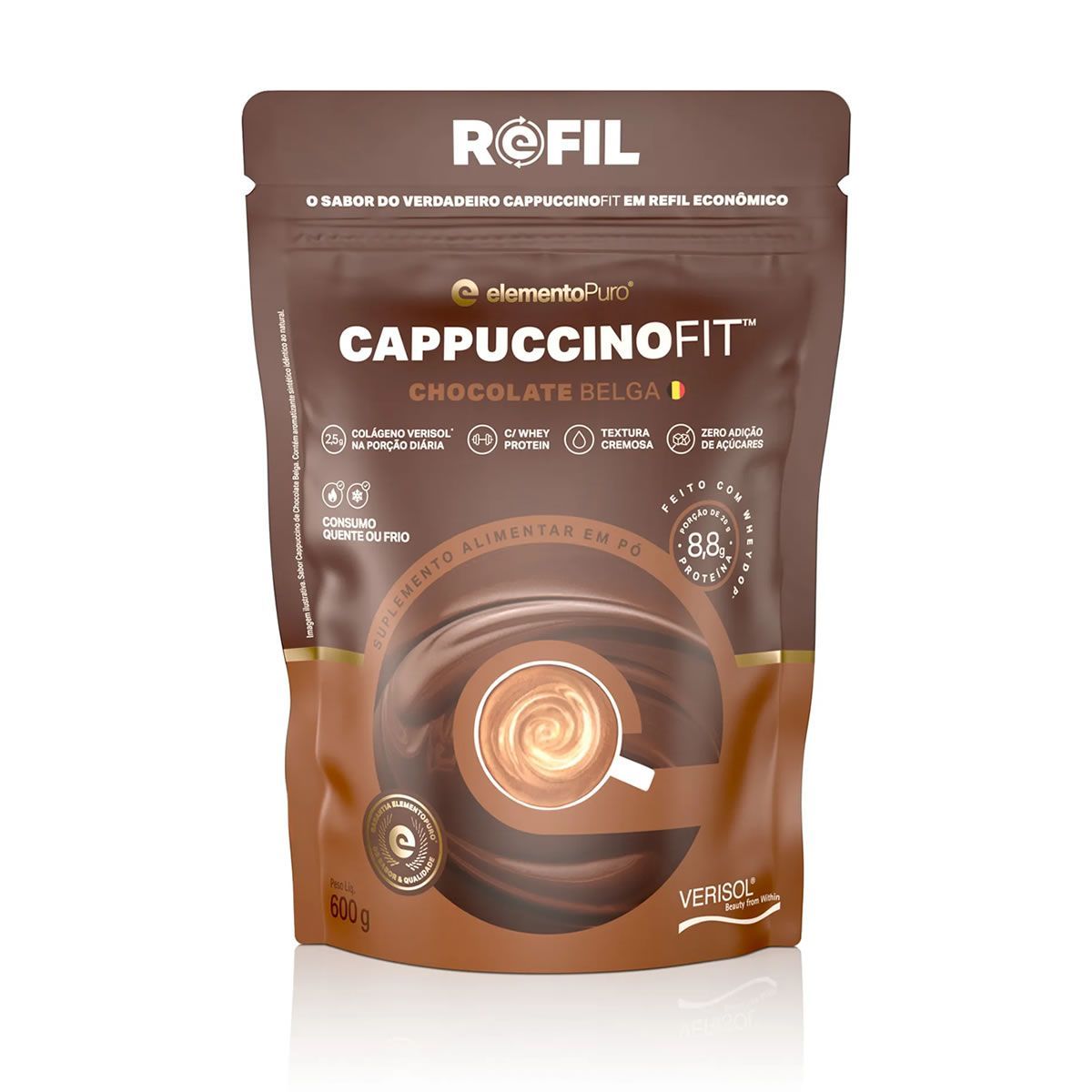 CappuccinoFit - 600g Refil Chocolate Belga - ElementoPuro
