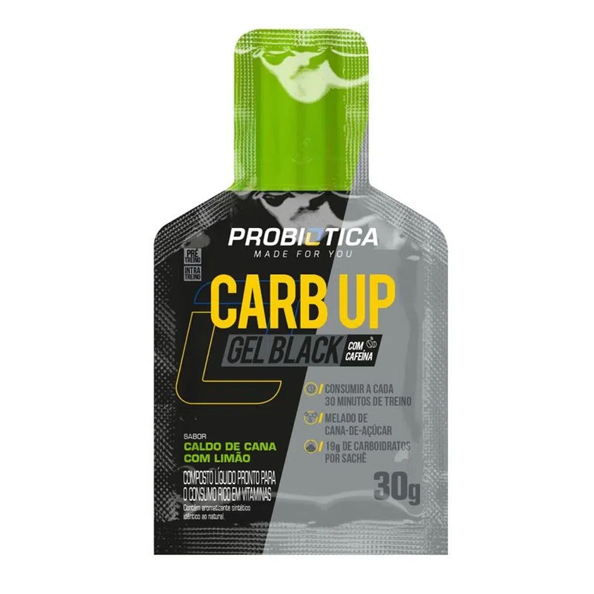 Carb Up Gel Black - 1 Sach� 30g Caldo de Cana com Lim�o - Probi�tica*** Data Venc. 29/06/2024