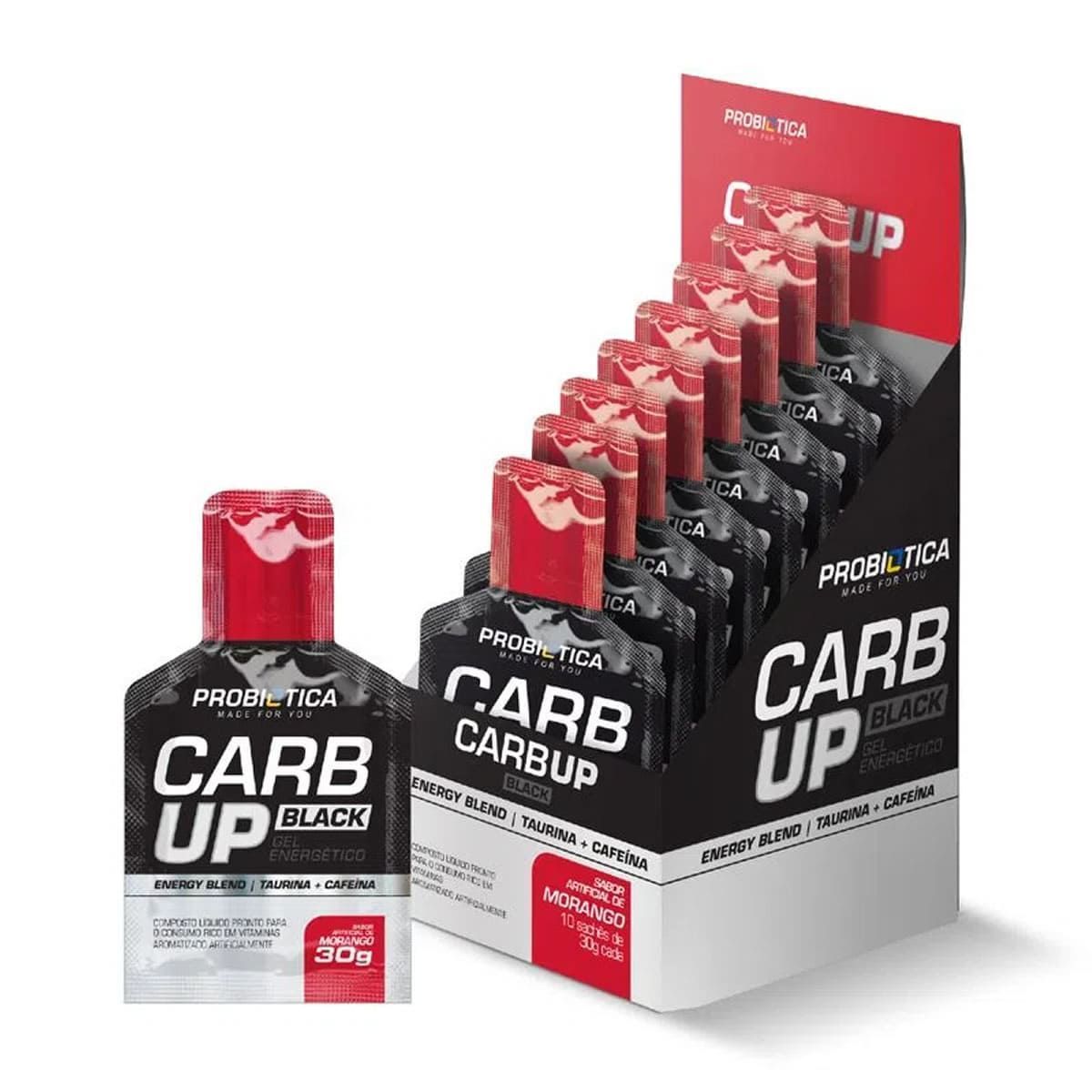 Carb Up Gel Black - 10 Sach�s 30g Morango - Probi�tica
