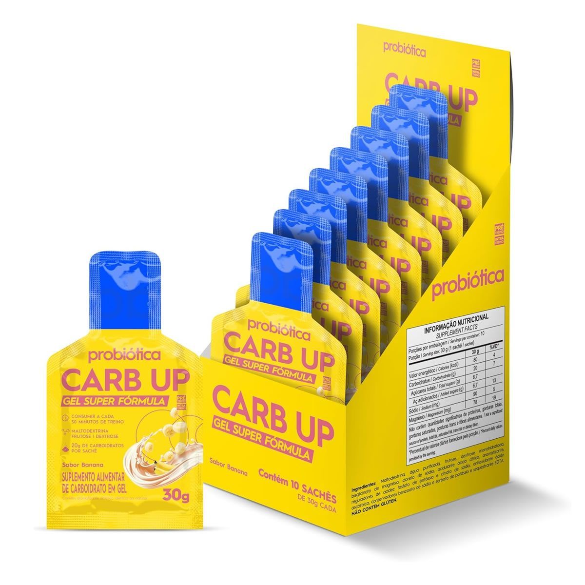 Carb UP Gel Super F�rmula - 10 Sach�s 30g Banana- Probi�tica