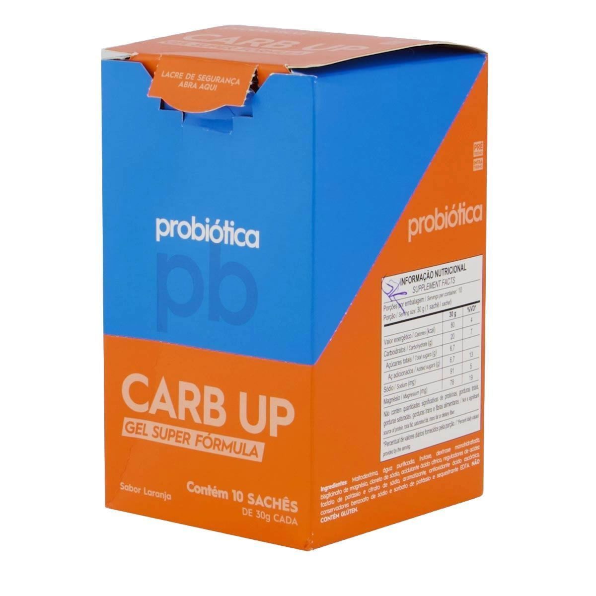 Carb UP Gel Super F�rmula - 10 Sach�s 30g Laranja - Probi�tica