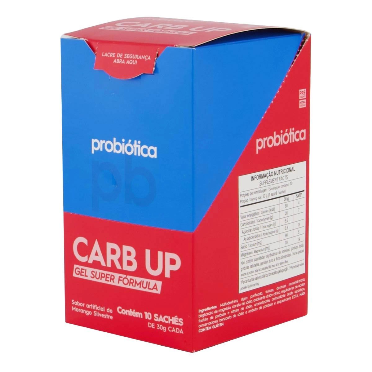 Carb UP Gel Super F�rmula - 10 Sach�s 30g Morango Silvestre - Probi�tica