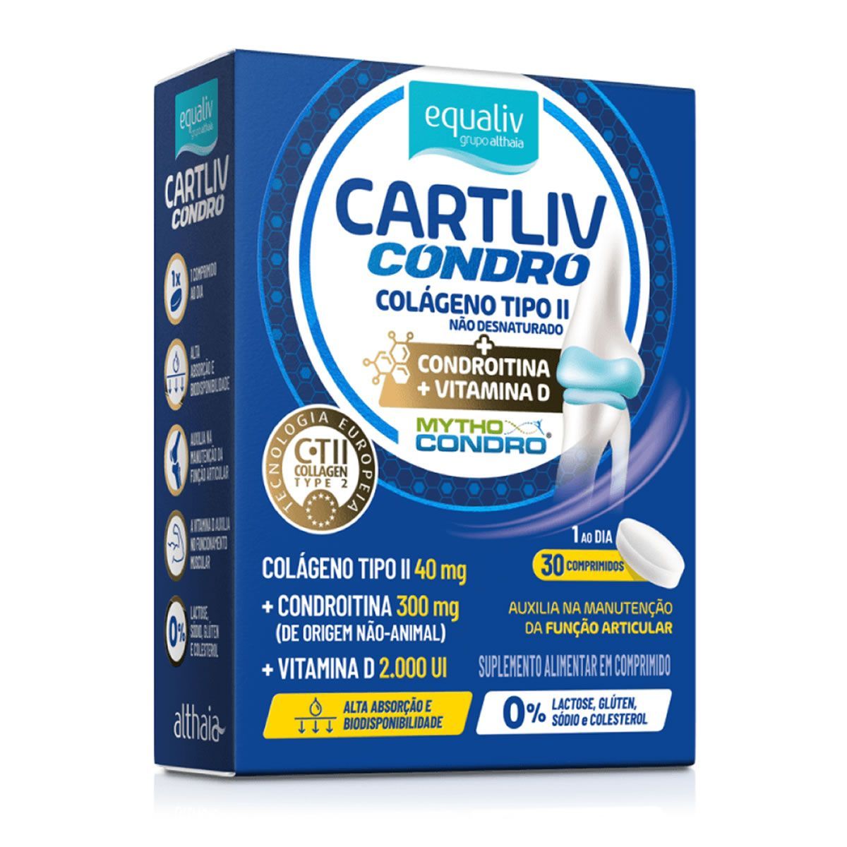 Cartliv Condro Col�geno Tipo II - 30 Comprimidos - Equaliv