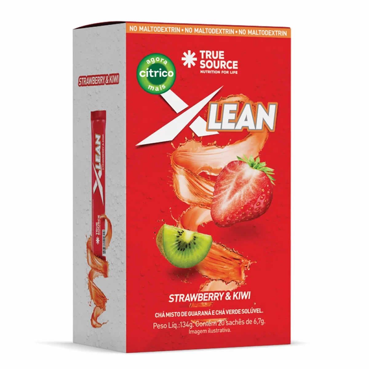 Ch� Diur�tico Xlean Ice Tea - 20 Sach� 6,7g Strawberry e Kiwi - True Source