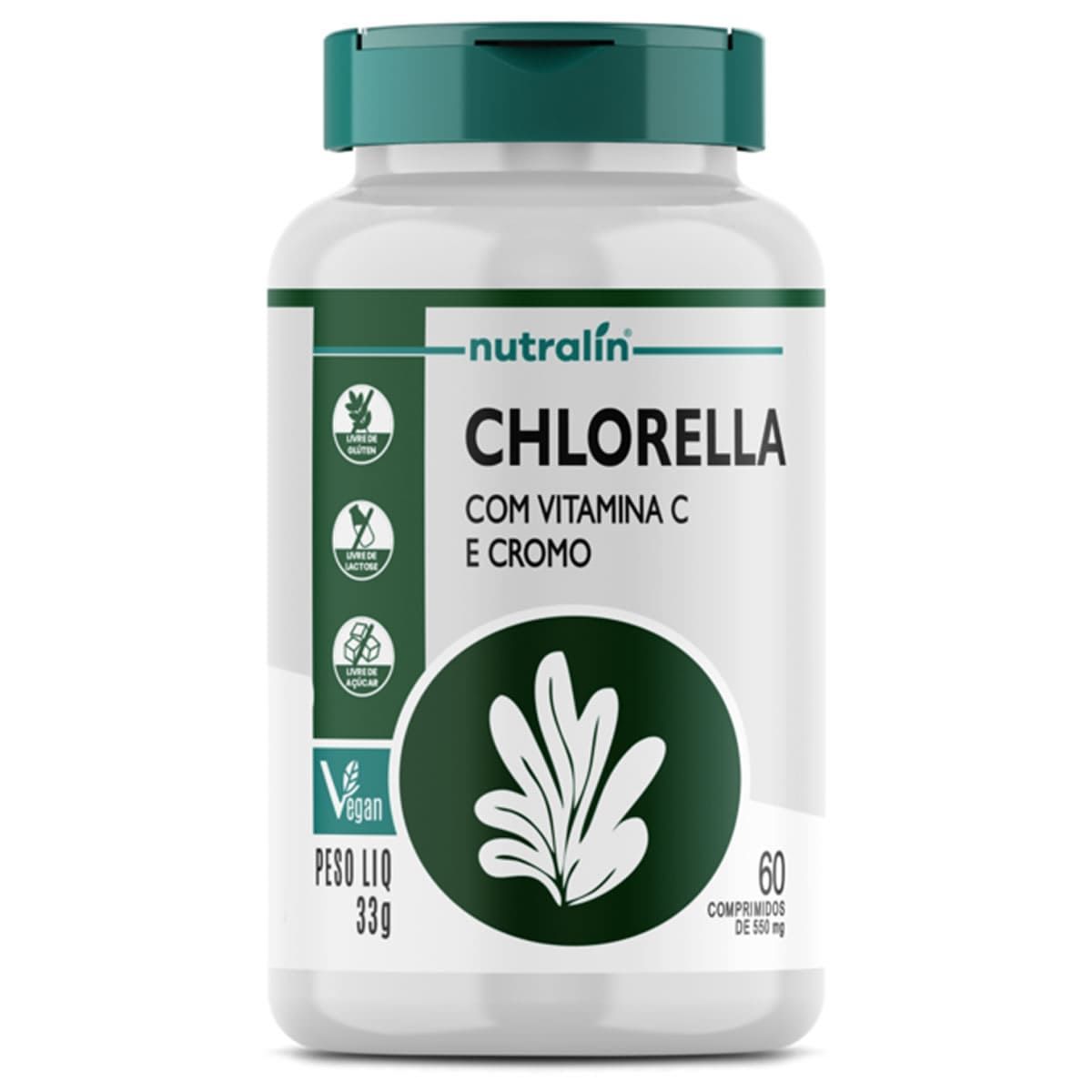 Chlorella com Vitamina C + Cromo - 60 Comprimidos - Nutral�n