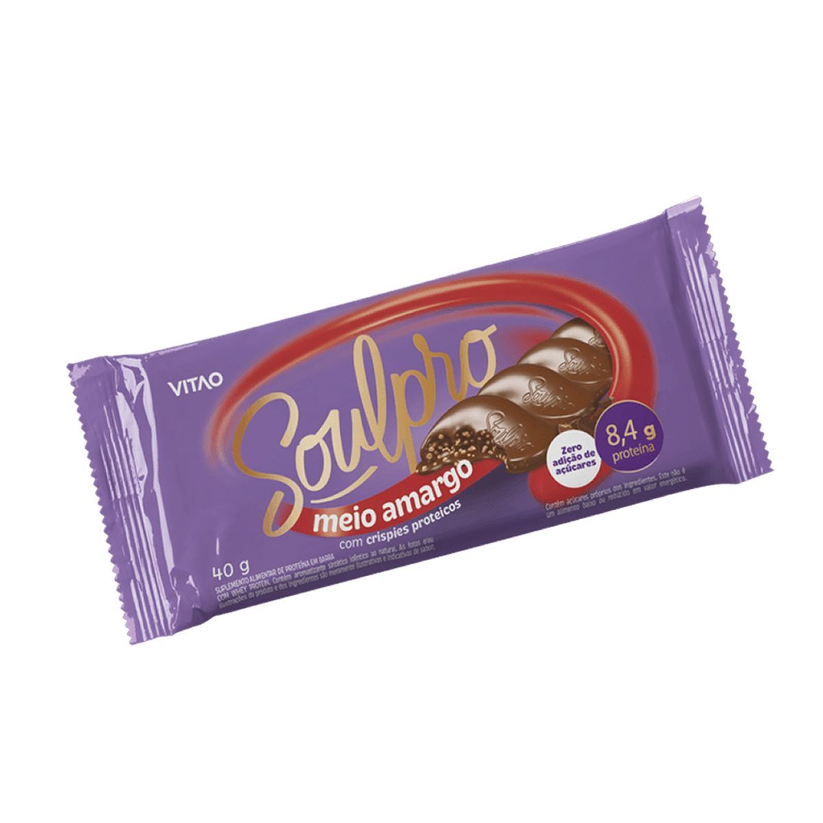 Chocolate Proteico - 1 Unidade de 40g Meio Amargo Zero - VITAO