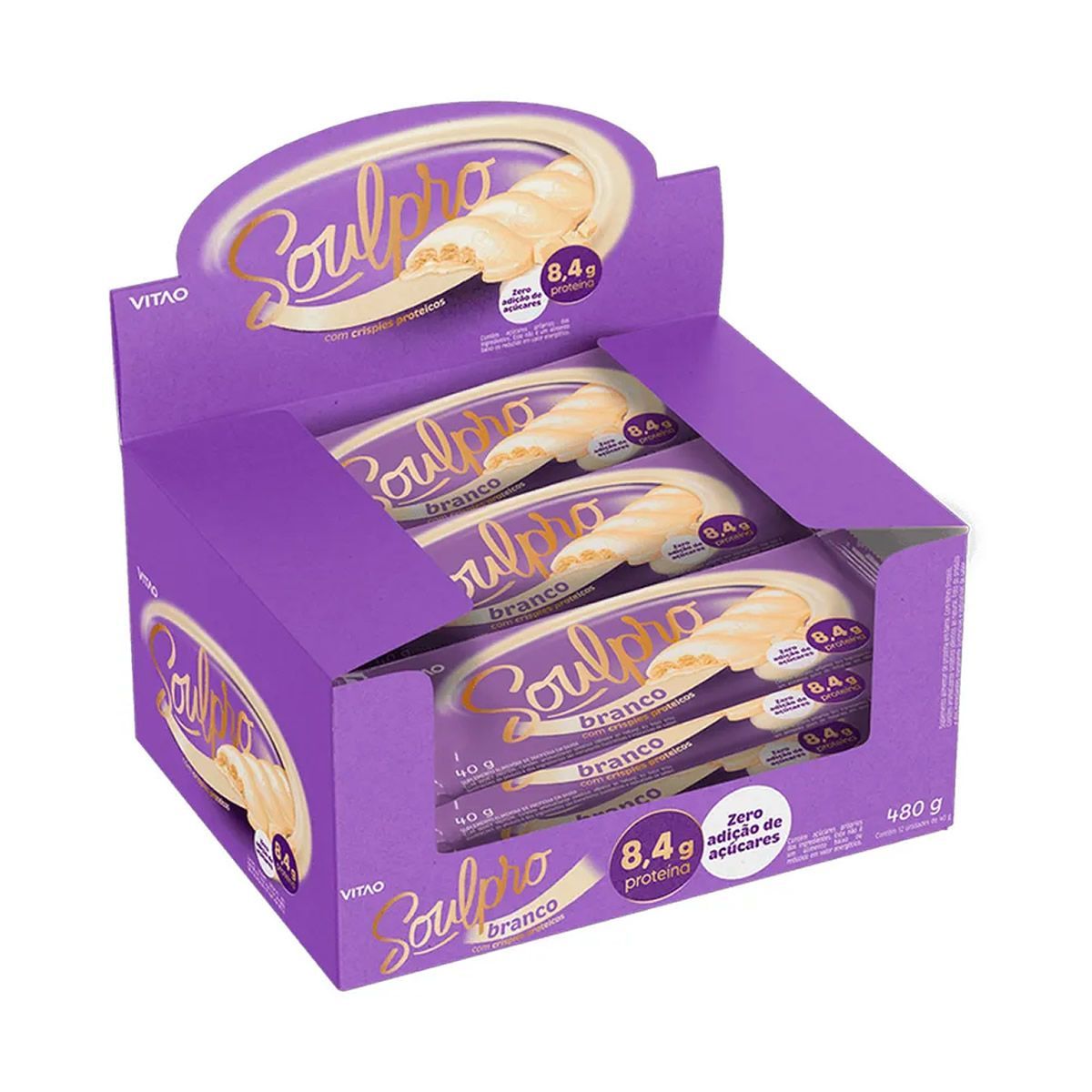 Chocolate Proteico - 12 Unidades de 40g Branco Zero - VITAO*** Data Venc. 10/09/2025