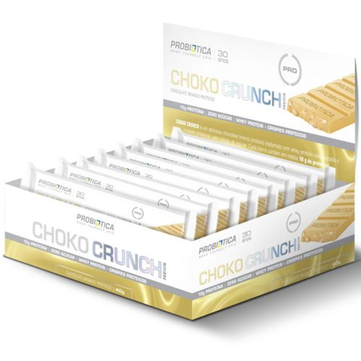 Choko Crunch - 12 Unidades 40g Chocolate Branco - Probi�tica