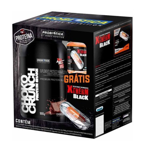 Choko Crunch Protein Shake - 900g  Chocolate + X Therm Black 60 C�psulas  - Probi�tica