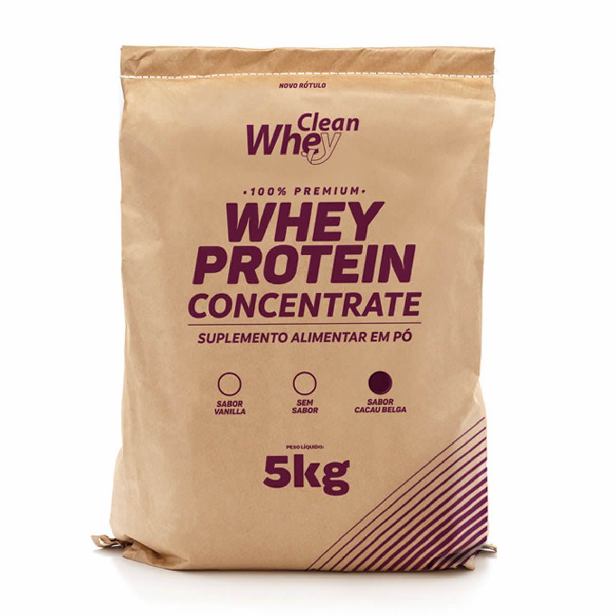 Clean Whey Concentrate Tasty - 5000g Refil Cacau Belga - Protesa