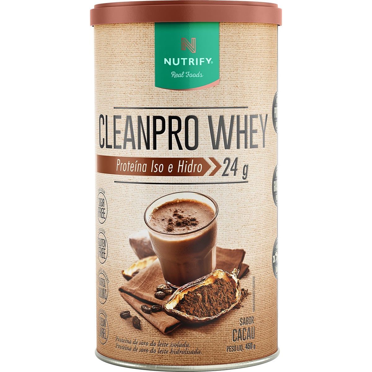 Cleanpro Whey Iso e Hidro - 450g Cacau - Nutrify*** Data Venc. 30/11/2023