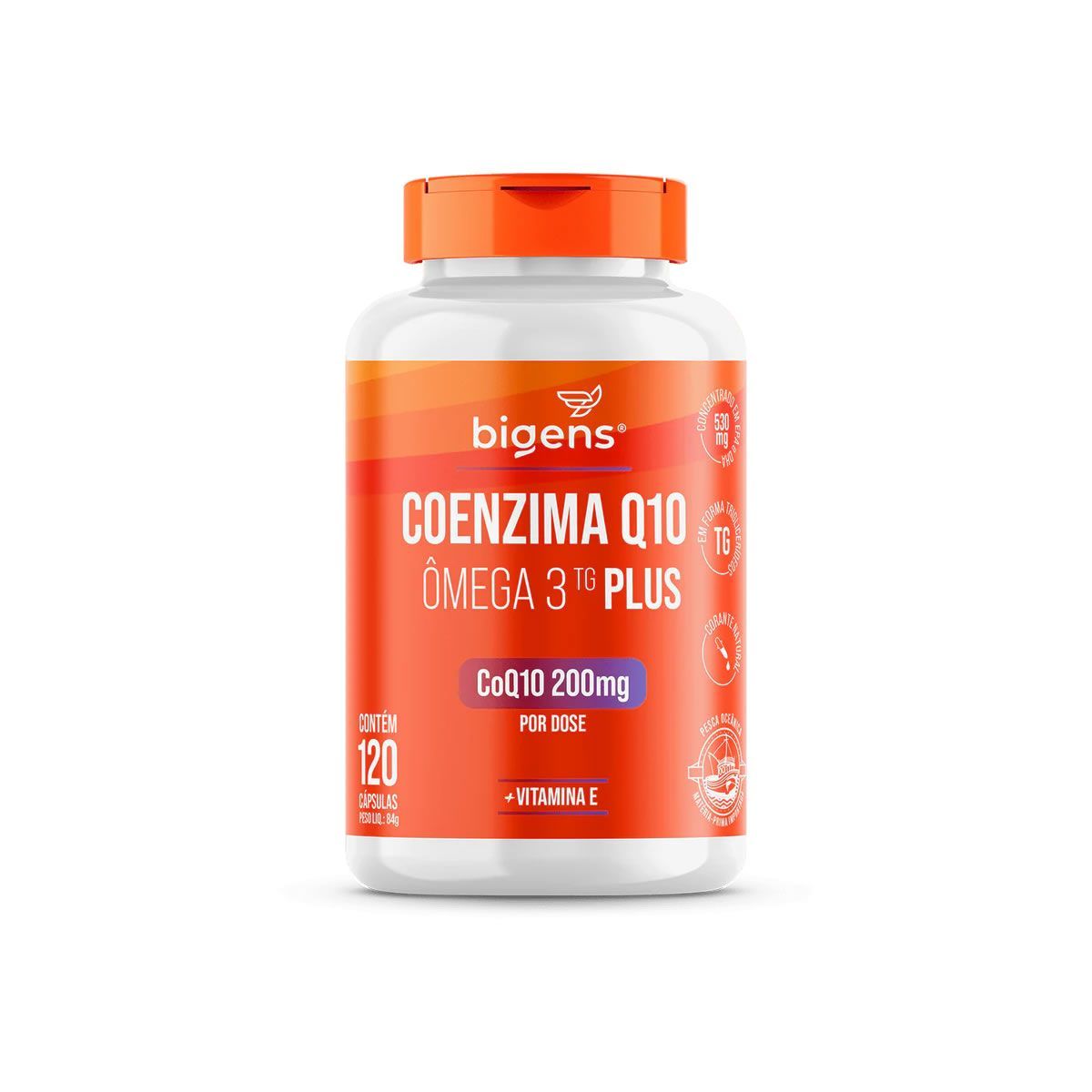 Coenzima Q10 200mg + Omega 3 - 120 C�psulas - Bigens