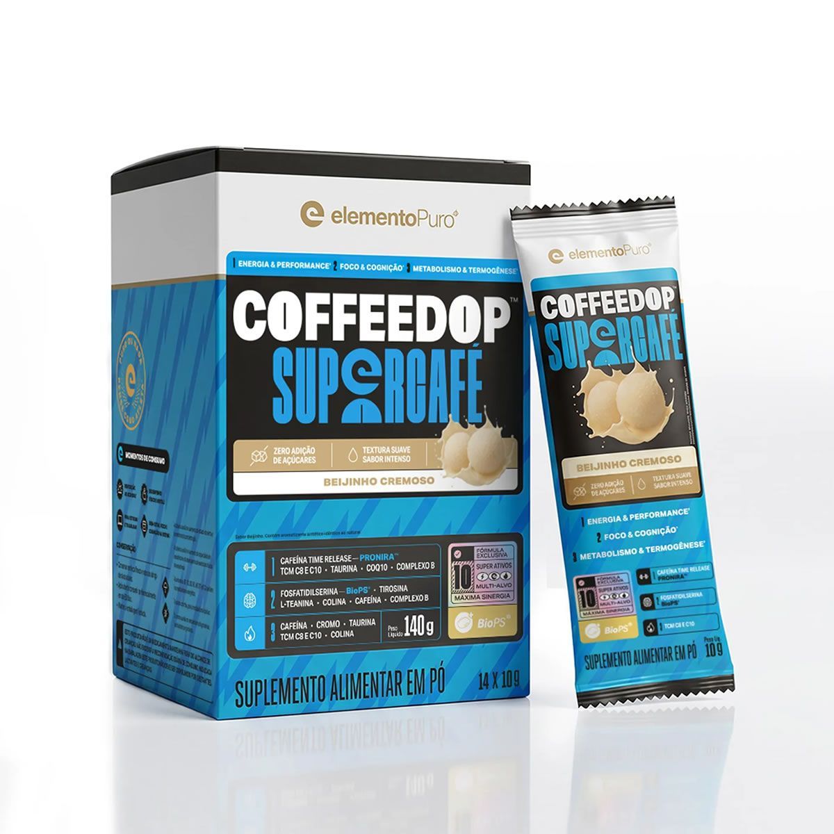 CoffeeDop SuperCaf� - 14 Sach�s 10g Beijinho Cremoso - ElementoPuro