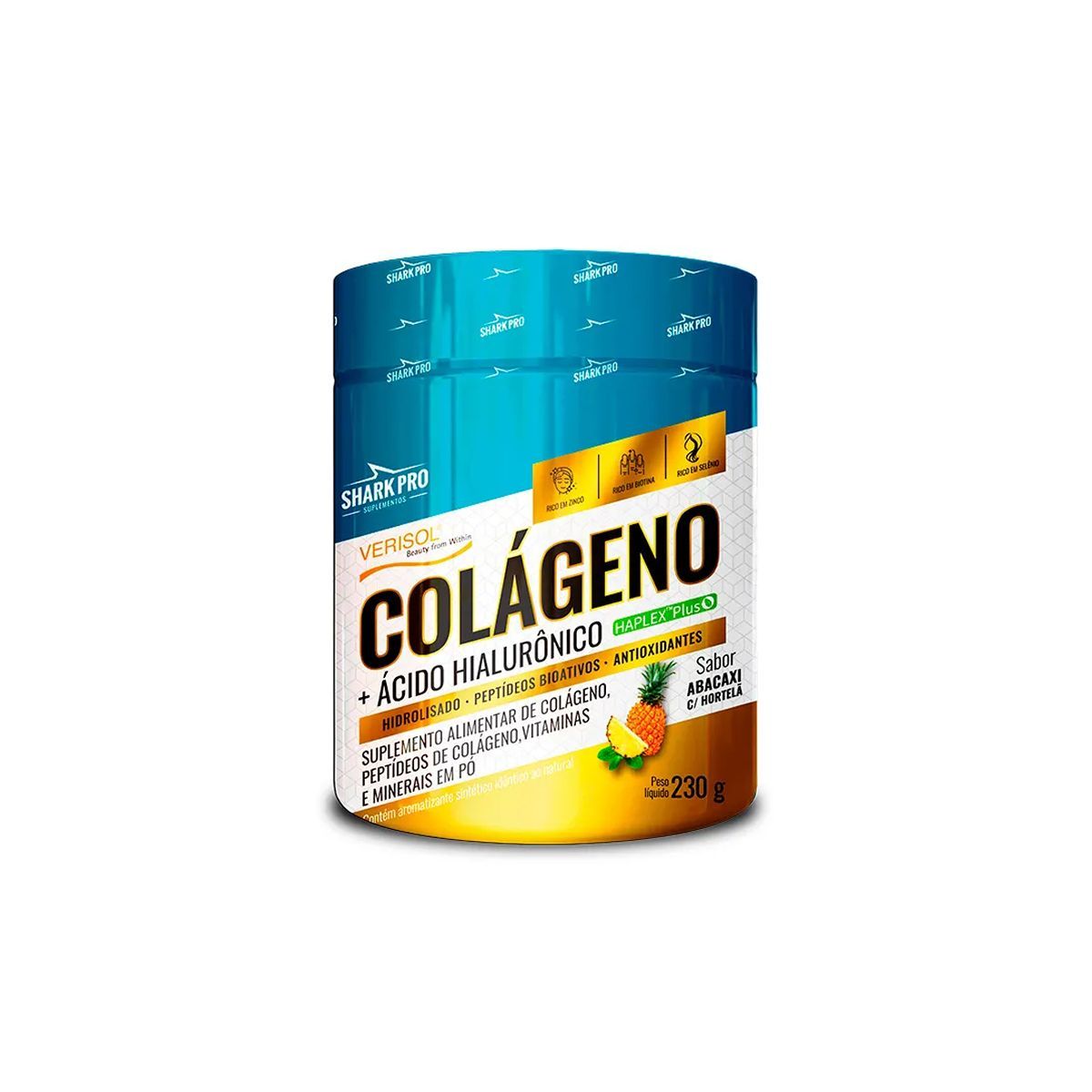 Col�geno + �cido Hialur�nico - 230g Abacaxi Com Hortel� - Shark Pro