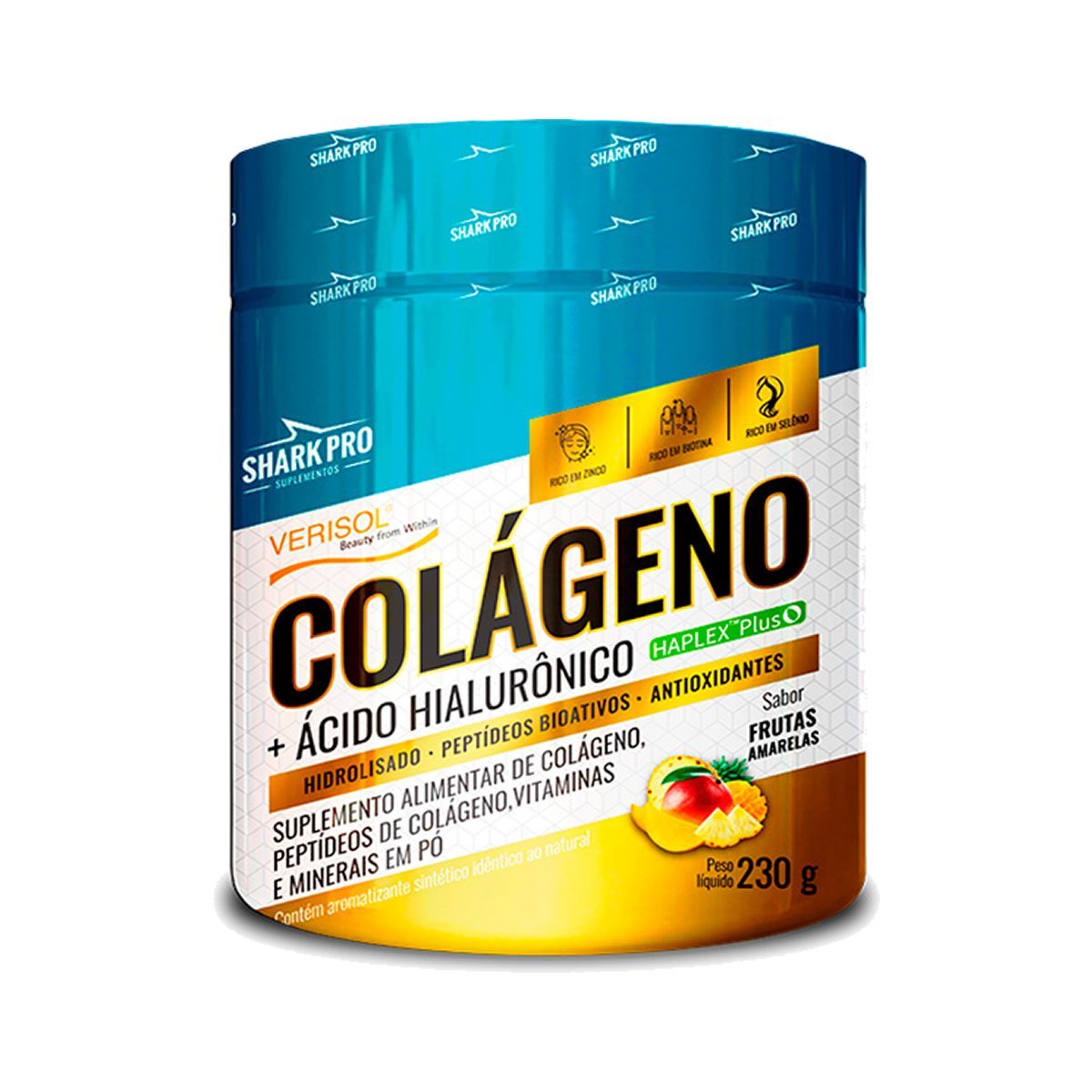 Col�geno + �cido Hialur�nico - 230g Frutas Amarelas - Shark Pro