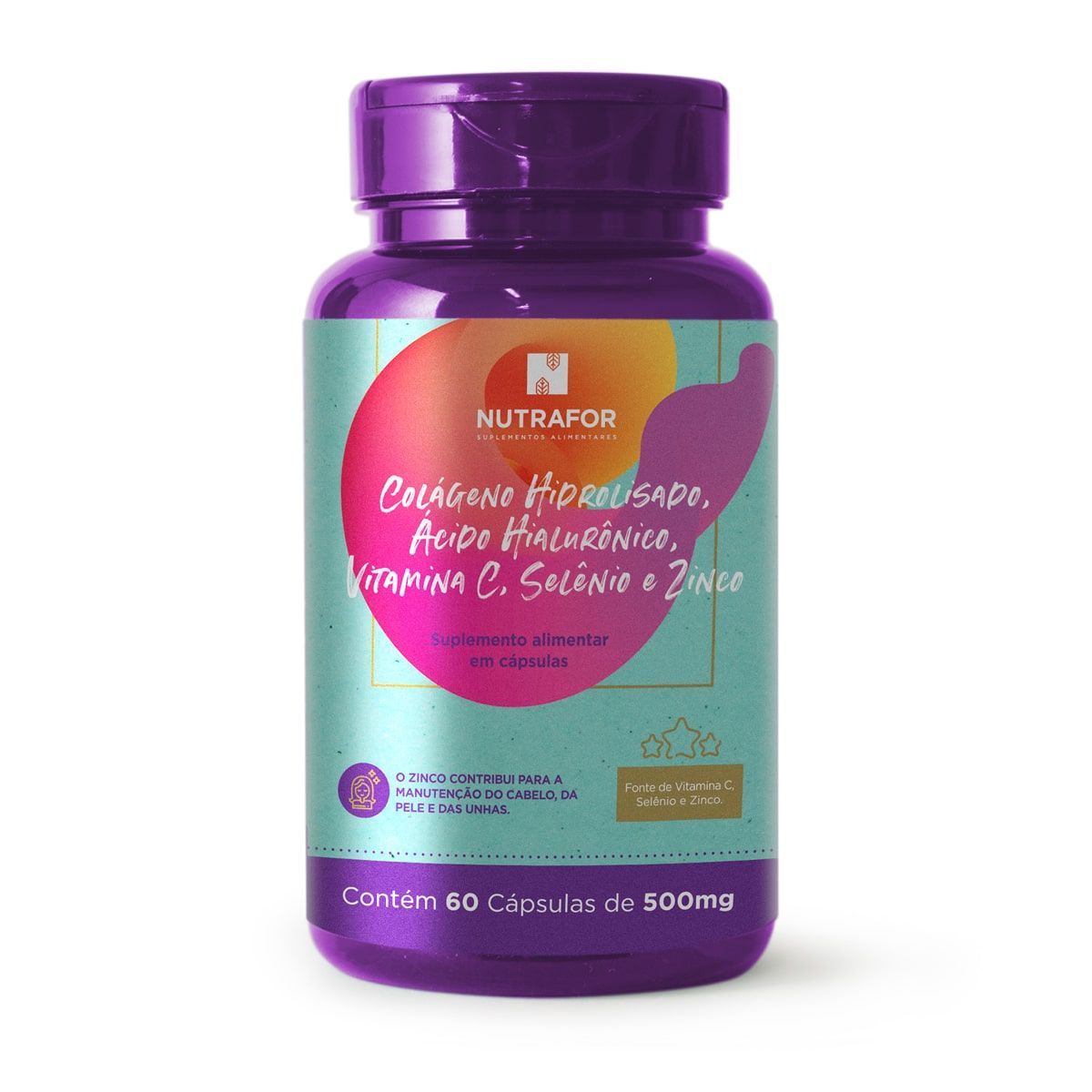Col�geno, �cido Hialuronico, Vit.C Sel�nio e Zinco - 60 C�psulas - Nutrafor