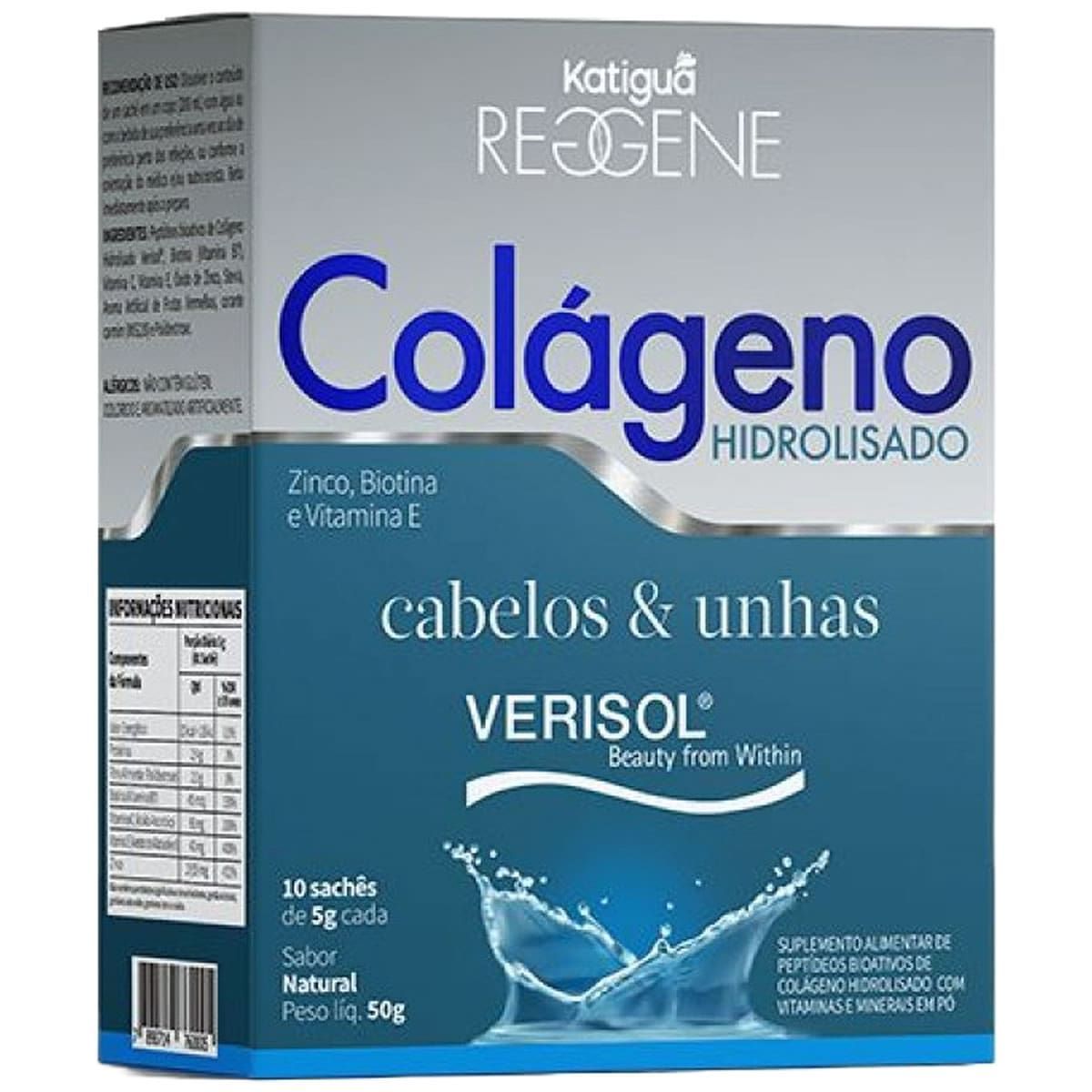 Col�geno Cabelos e Unhas Verisol - 10 Sach�s 5g Natural - Katigu�*** Data Venc. 30/05/2024
