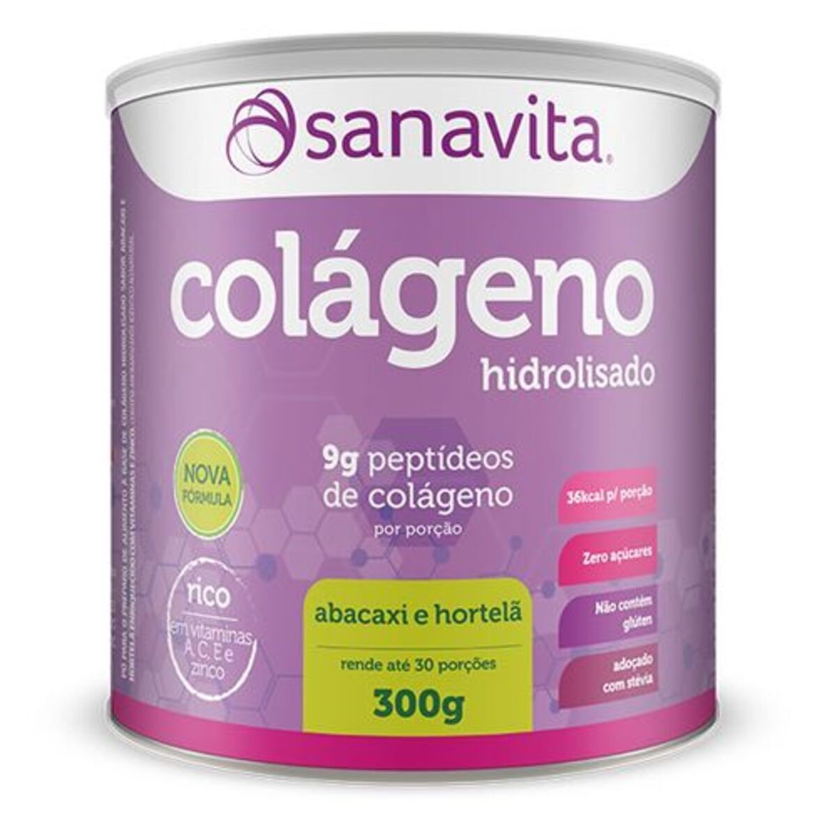 Col�geno Hidrolisado - 300g Abacaxi e Hortel� - Sanavita